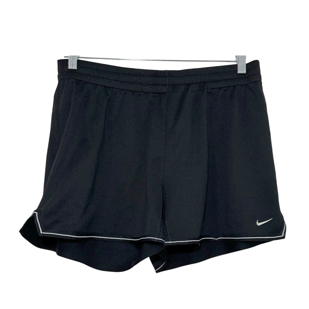 Nike‎ Dri-FIT Womens Running Shorts Black White Piping Athletic Size L Large